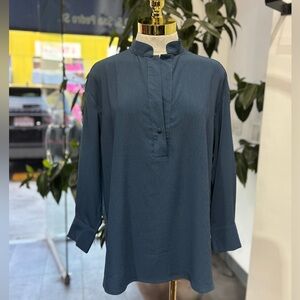 Women’s Structured Collar Long Sleeve Relaxed Fit Blouse